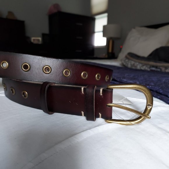 NWT Frye brown leather belt w/ grommets, S, M and L - Picture 11 of 14